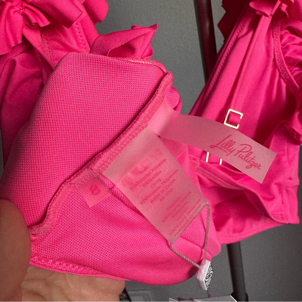 NWT LILLY PULITZER  Steviekate Ruffle Bikini Top & Bottom Roxie Pink Sz 8 - Picture 11 of 14